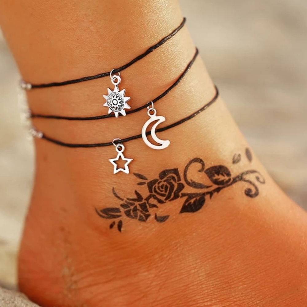 3pc Set Sun Moon Star Anklet/Ankle Bracelet